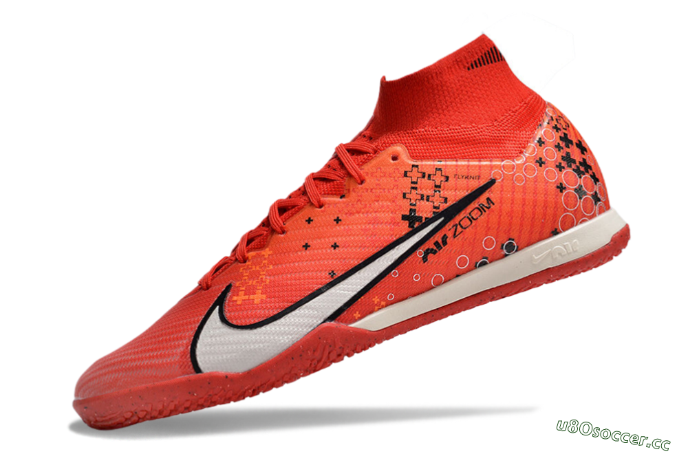 Men's Nike Air Zoom Mercurial Superfly 9 Elite IC Indoor & Futsal High-Tops Football Shoes - Red/White/Black 5