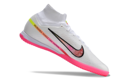 Men's Nike Air Zoom Mercurial Superfly 9 Elite IC Indoor & Futsal High-Tops Football Shoes - White/Pink/Black/Yellow