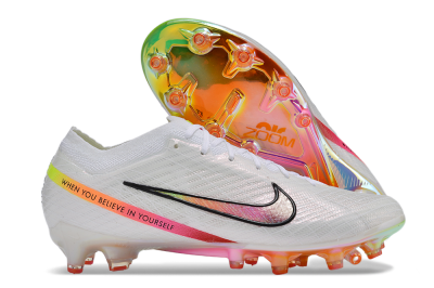 Men's Nike Air Zoom Mercurial Vapor 15 Elite AG Artificial Grass Low-Tops Football Boots - White/Pink/Black/Yellow/Gold