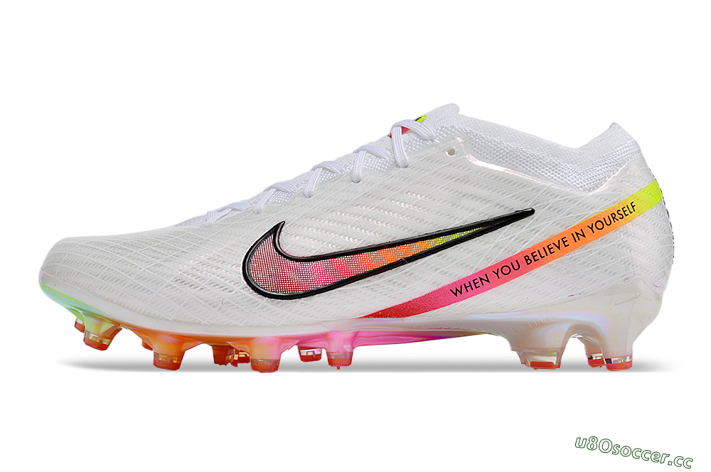 Men's Nike Air Zoom Mercurial Vapor 15 Elite AG Artificial Grass Low-Tops Football Boots - White/Pink/Black/Yellow/Gold 0