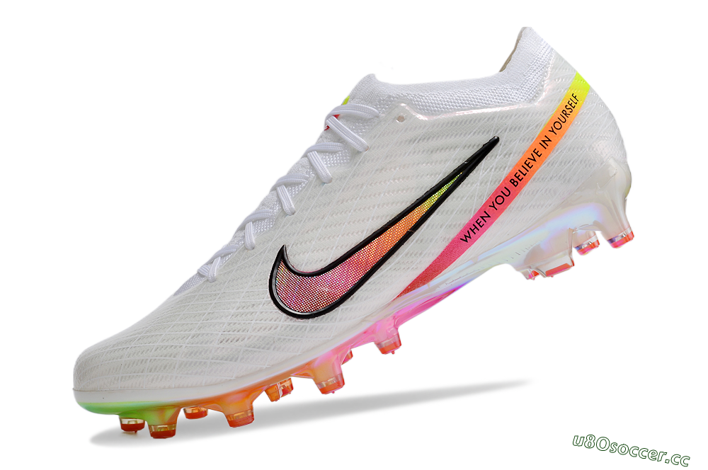 Men's Nike Air Zoom Mercurial Vapor 15 Elite AG Artificial Grass Low-Tops Football Boots - White/Pink/Black/Yellow/Gold 5