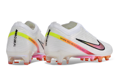 Men's Nike Air Zoom Mercurial Vapor 15 Elite AG Artificial Grass Low-Tops Football Boots - White/Pink/Black/Yellow/Gold