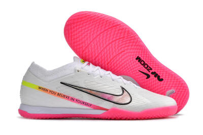 Men's Nike Air Zoom Mercurial Vapor 15 Elite IC Indoor & Futsal Low-Tops Football Shoes - White/Pink/Black/Yellow