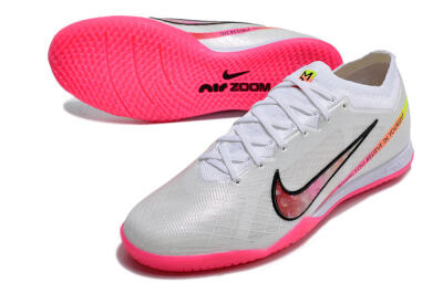 Men's Nike Air Zoom Mercurial Vapor 15 Elite IC Indoor & Futsal Low-Tops Football Shoes - White/Pink/Black/Yellow