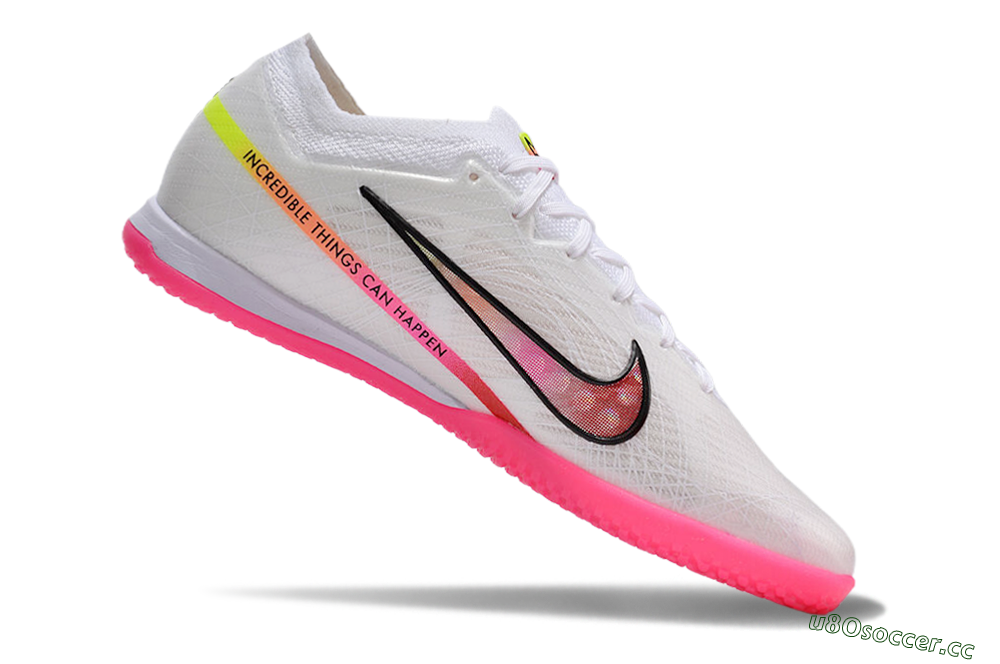 Men's Nike Air Zoom Mercurial Vapor 15 Elite IC Indoor & Futsal Low-Tops Football Shoes - White/Pink/Black/Yellow 4