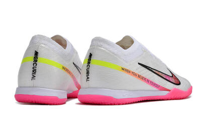 Men's Nike Air Zoom Mercurial Vapor 15 Elite IC Indoor & Futsal Low-Tops Football Shoes - White/Pink/Black/Yellow