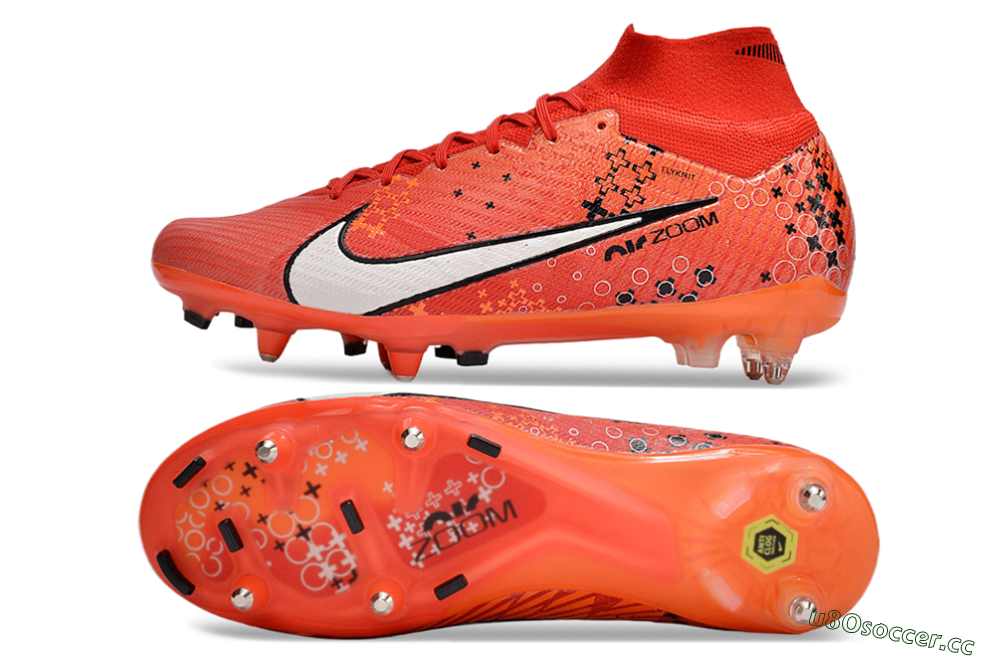 Men's Nike Air Zoom Mercurial Superfly 9 Elite SG Soft Ground High-Tops Football Boots - Red/White/Black 1