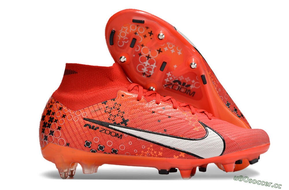 Men's Nike Air Zoom Mercurial Superfly 9 Elite SG Soft Ground High-Tops Football Boots - Red/White/Black 2