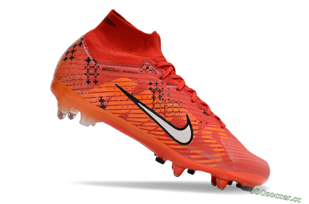 Men's Nike Air Zoom Mercurial Superfly 9 Elite SG Soft Ground High-Tops Football Boots - Red/White/Black 4