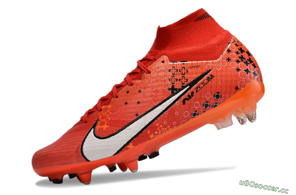 Men's Nike Air Zoom Mercurial Superfly 9 Elite SG Soft Ground High-Tops Football Boots - Red/White/Black 5