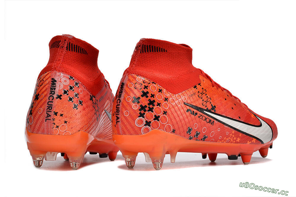 Men's Nike Air Zoom Mercurial Superfly 9 Elite SG Soft Ground High-Tops Football Boots - Red/White/Black 6