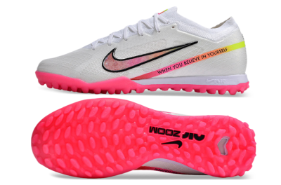 Men's Nike Air Zoom Mercurial Vapor 15 Elite TF Artificial Turf Low-Tops Football Shoes - White/Pink/Black/Yellow