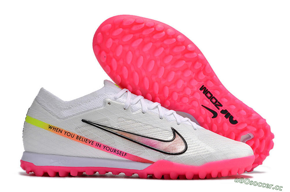 Men's Nike Air Zoom Mercurial Vapor 15 Elite TF Artificial Turf Low-Tops Football Shoes - White/Pink/Black/Yellow 2