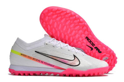 Men's Nike Air Zoom Mercurial Vapor 15 Elite TF Artificial Turf Low-Tops Football Shoes - White/Pink/Black/Yellow