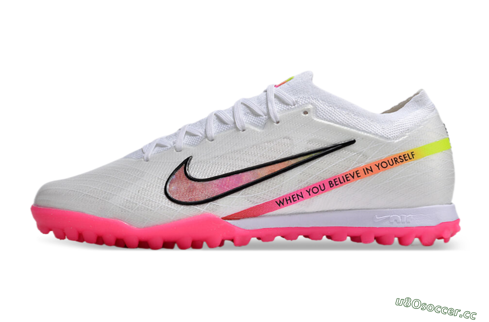 Men's Nike Air Zoom Mercurial Vapor 15 Elite TF Artificial Turf Low-Tops Football Shoes - White/Pink/Black/Yellow 0