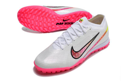 Men's Nike Air Zoom Mercurial Vapor 15 Elite TF Artificial Turf Low-Tops Football Shoes - White/Pink/Black/Yellow