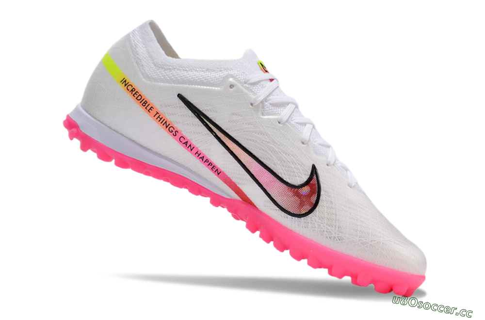 Men's Nike Air Zoom Mercurial Vapor 15 Elite TF Artificial Turf Low-Tops Football Shoes - White/Pink/Black/Yellow 4