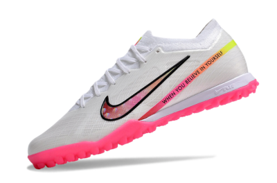 Men's Nike Air Zoom Mercurial Vapor 15 Elite TF Artificial Turf Low-Tops Football Shoes - White/Pink/Black/Yellow