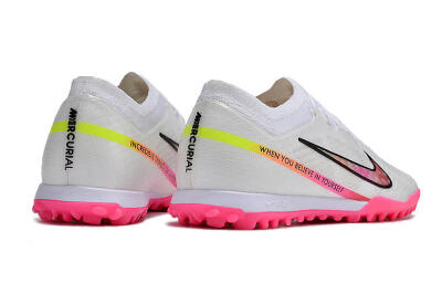 Men's Nike Air Zoom Mercurial Vapor 15 Elite TF Artificial Turf Low-Tops Football Shoes - White/Pink/Black/Yellow