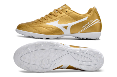 Men's Mizuno Monarcida Neo Ckassic TF Artificial Turf Low-Tops Football Shoes - Gold/White