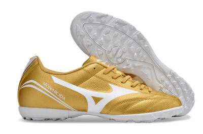 Men's Mizuno Monarcida Neo Ckassic TF Artificial Turf Low-Tops Football Shoes - Gold/White