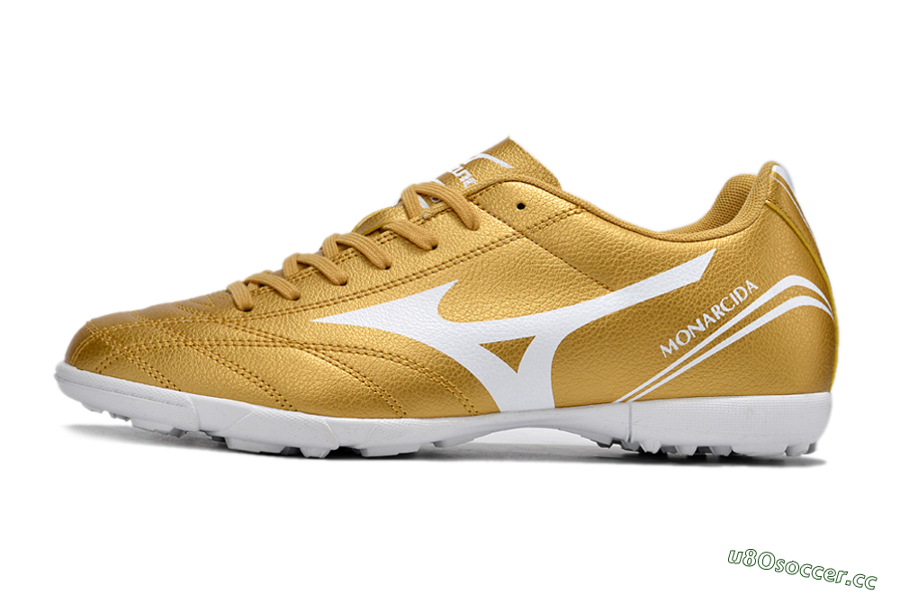 Men's Mizuno Monarcida Neo Ckassic TF Artificial Turf Low-Tops Football Shoes - Gold/White 0