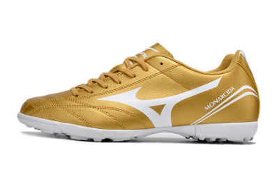 Men's Mizuno Monarcida Neo Ckassic TF Artificial Turf Low-Tops Football Shoes - Gold/White