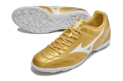 Men's Mizuno Monarcida Neo Ckassic TF Artificial Turf Low-Tops Football Shoes - Gold/White