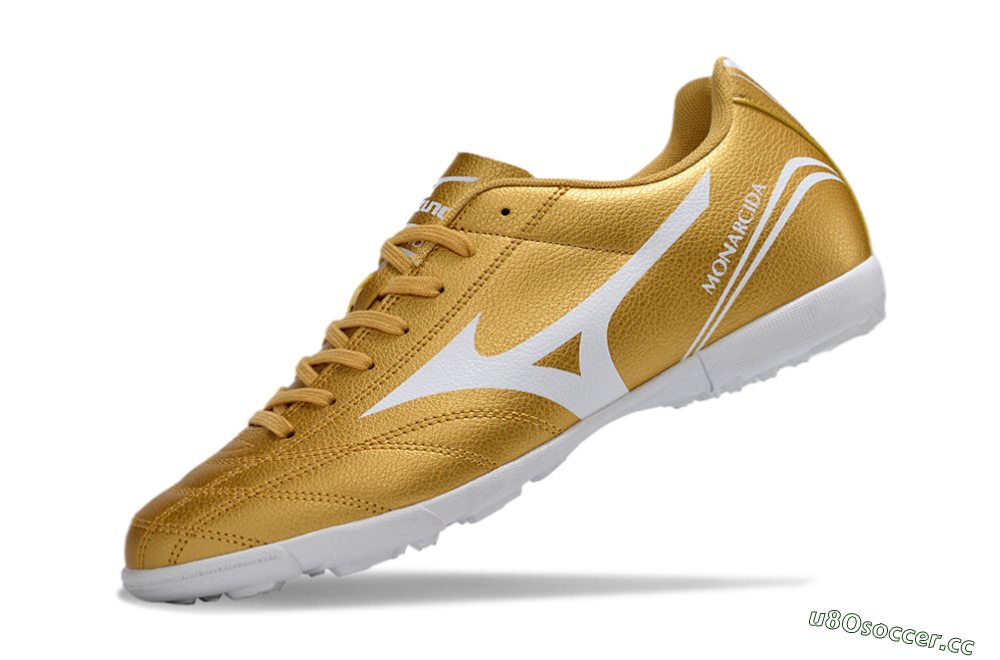 Men's Mizuno Monarcida Neo Ckassic TF Artificial Turf Low-Tops Football Shoes - Gold/White 5