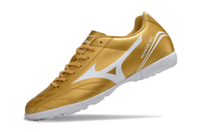 Men's Mizuno Monarcida Neo Ckassic TF Artificial Turf Low-Tops Football Shoes - Gold/White