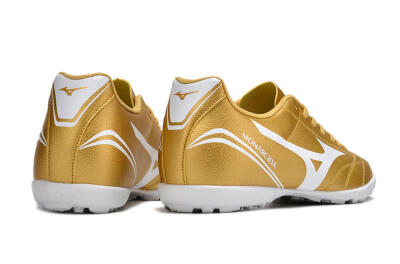 Men's Mizuno Monarcida Neo Ckassic TF Artificial Turf Low-Tops Football Shoes - Gold/White