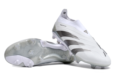 Men's Adidas Predator Accuracy+ FG Firm Ground Low-Tops Football Boots - White/Grey/Silver