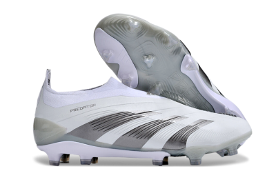 Men's Adidas Predator Accuracy+ FG Firm Ground Low-Tops Football Boots - White/Grey/Silver