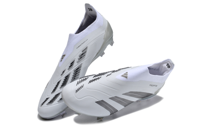 Men's Adidas Predator Accuracy+ FG Firm Ground Low-Tops Football Boots - White/Grey/Silver