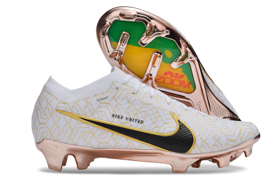 Unisex Nike Air Zoom Mercurial Vapor 15 Elite FG Firm Ground Low-Tops Football Boots - White/Gold/Black