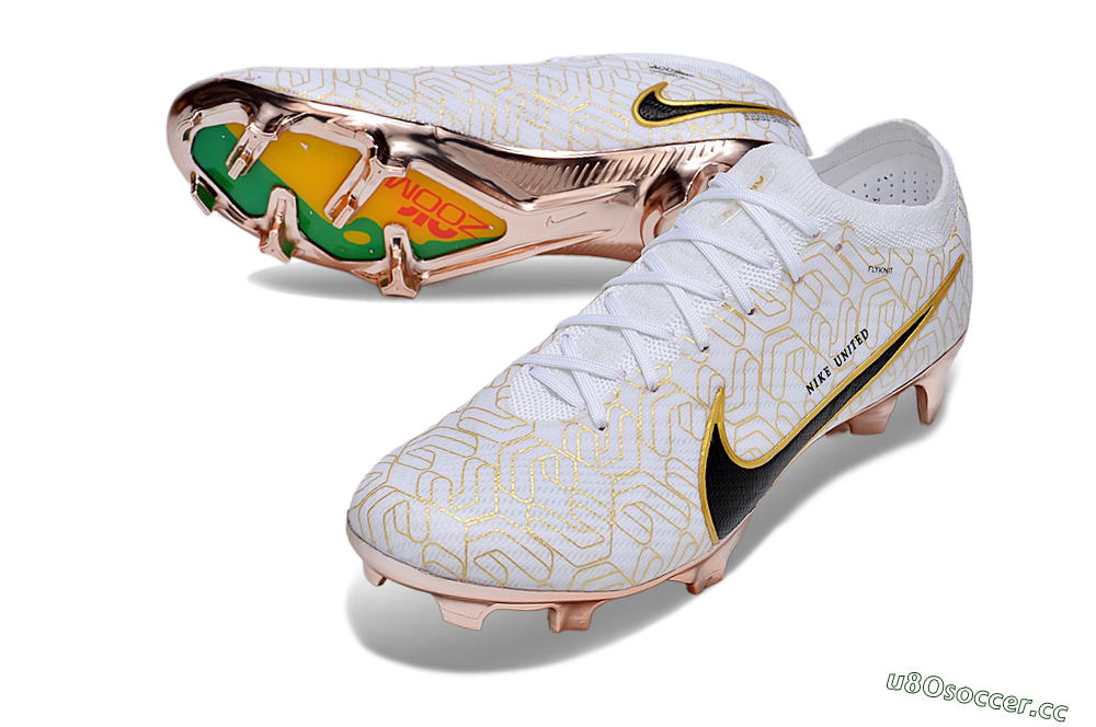 Unisex Nike Air Zoom Mercurial Vapor 15 Elite FG Firm Ground Low-Tops Football Boots - White/Gold/Black 3