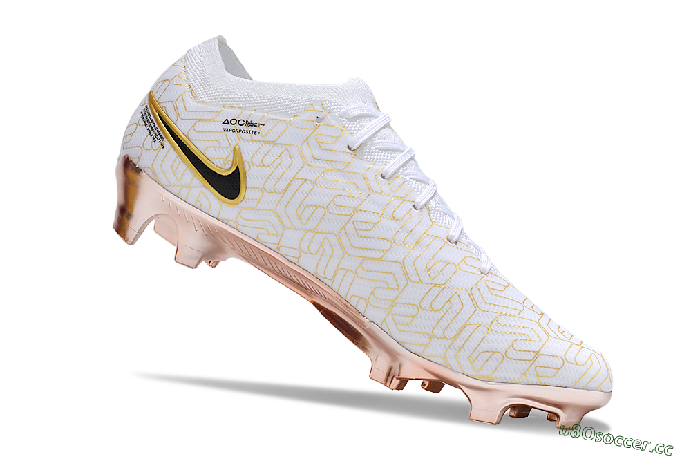 Unisex Nike Air Zoom Mercurial Vapor 15 Elite FG Firm Ground Low-Tops Football Boots - White/Gold/Black 4