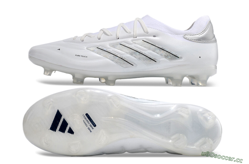 Men's Adidas Copa Pure 2+ FG Firm Ground Low-Tops Football Boots - White/Silver/Black 1