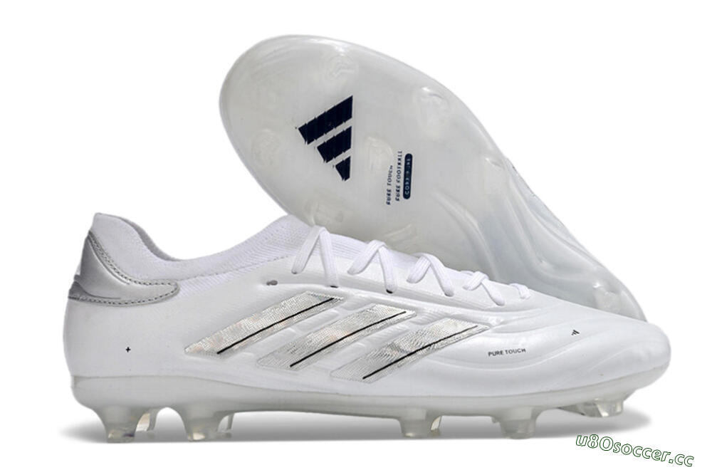 Men's Adidas Copa Pure 2+ FG Firm Ground Low-Tops Football Boots - White/Silver/Black 2