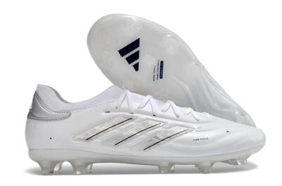 Men's Adidas Copa Pure 2+ FG Firm Ground Low-Tops Football Boots - White/Silver/Black