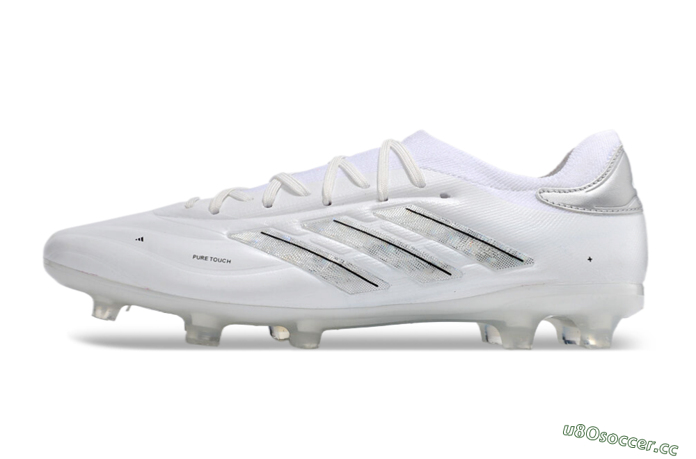 Men's Adidas Copa Pure 2+ FG Firm Ground Low-Tops Football Boots - White/Silver/Black 0