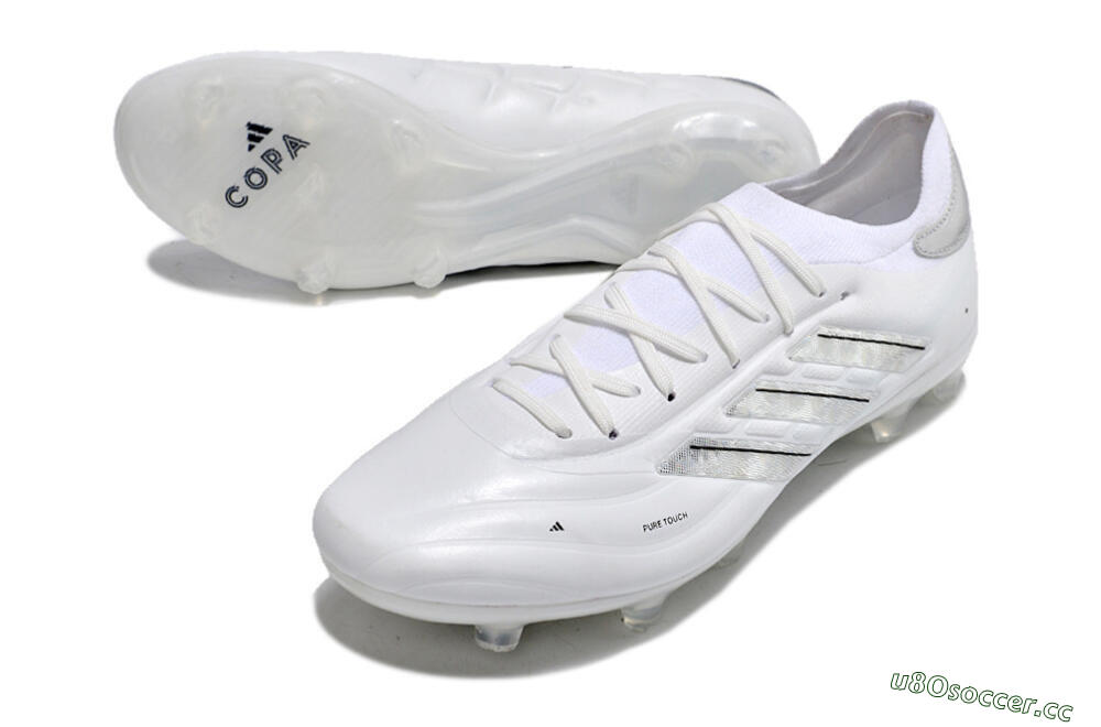 Men's Adidas Copa Pure 2+ FG Firm Ground Low-Tops Football Boots - White/Silver/Black 3