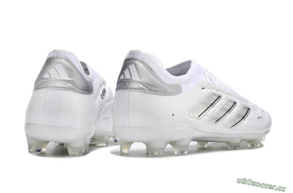 Men's Adidas Copa Pure 2+ FG Firm Ground Low-Tops Football Boots - White/Silver/Black 6