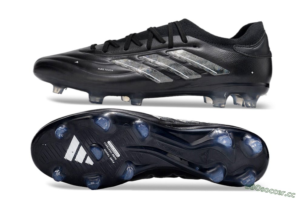 Men's Adidas Copa Pure 2+ FG Firm Ground Low-Tops Football Boots - Black/Silver/White 1