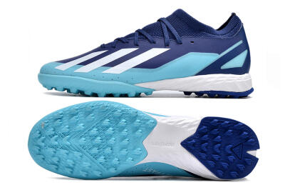 Men's Adidas X Crazyfast.3 TF Artificial Turf Low-Tops Football Shoes - Blue/Jade/White