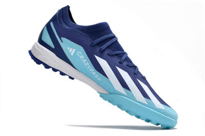 Men's Adidas X Crazyfast.3 TF Artificial Turf Low-Tops Football Shoes - Blue/Jade/White