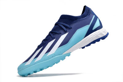 Men's Adidas X Crazyfast.3 TF Artificial Turf Low-Tops Football Shoes - Blue/Jade/White