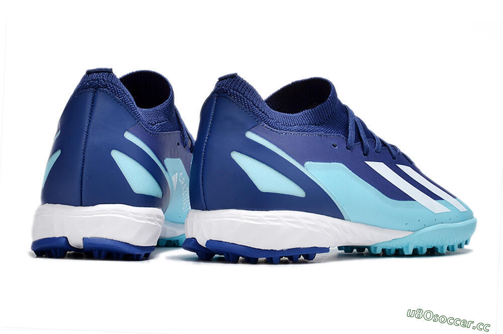 Men's Adidas X Crazyfast.3 TF Artificial Turf Low-Tops Football Shoes - Blue/Jade/White 6