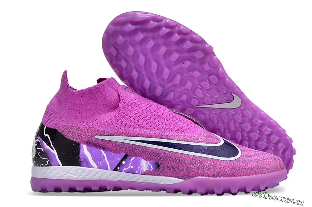 Men's Nike Phantom GX Elite DF Link TF Artificial Turf High-Tops Football Shoes - Purple/Black/White 2