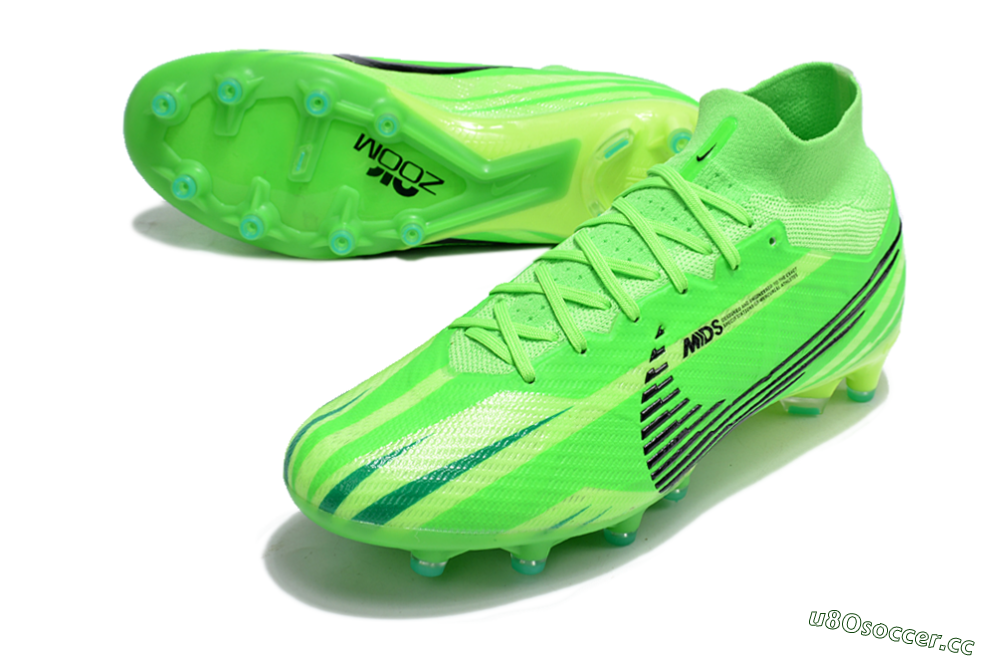 Men's Nike Air Zoom Mercurial Superfly 9 Elite AG Artificial Grass High-Tops Football Boots - Green/Black 3